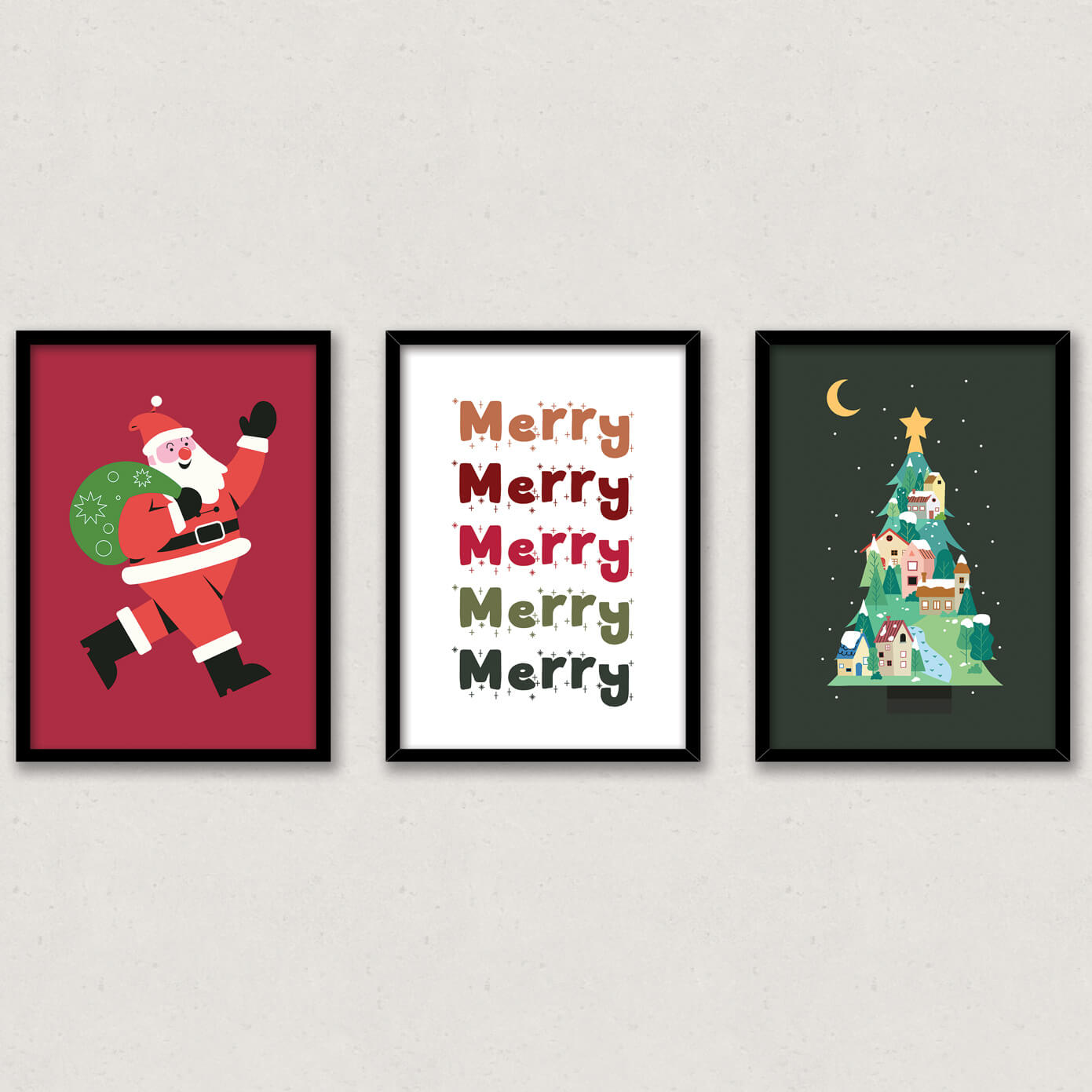 Santa Claus Christmas Print - Christmas Wall Art - Print or Framed