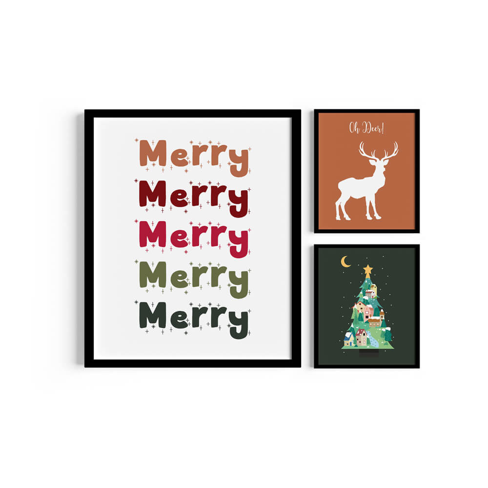 Oh Deer Neutral Christmas Decor - Holiday Decor - Print or Framed