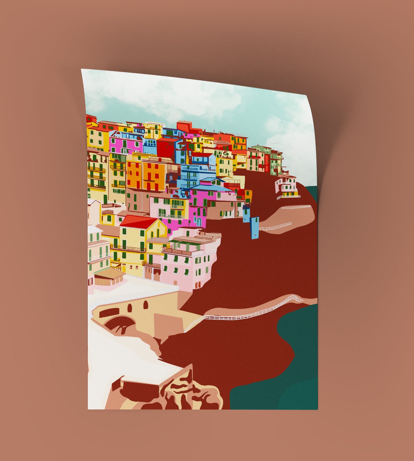 Cinque Terre Print Wall Art - Italy Travel Poster