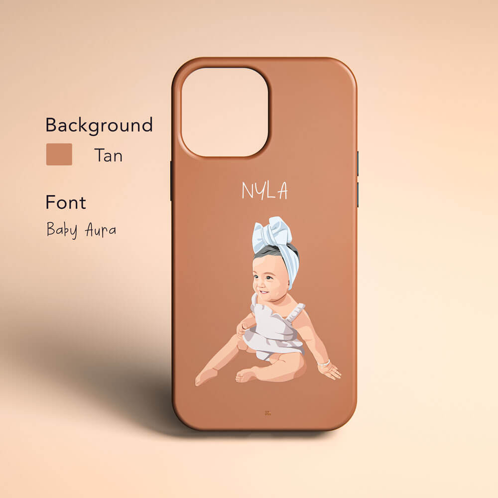 Custom Illustrated Baby Phone Cases in Tan - Tough Matte Custom Phone Cover