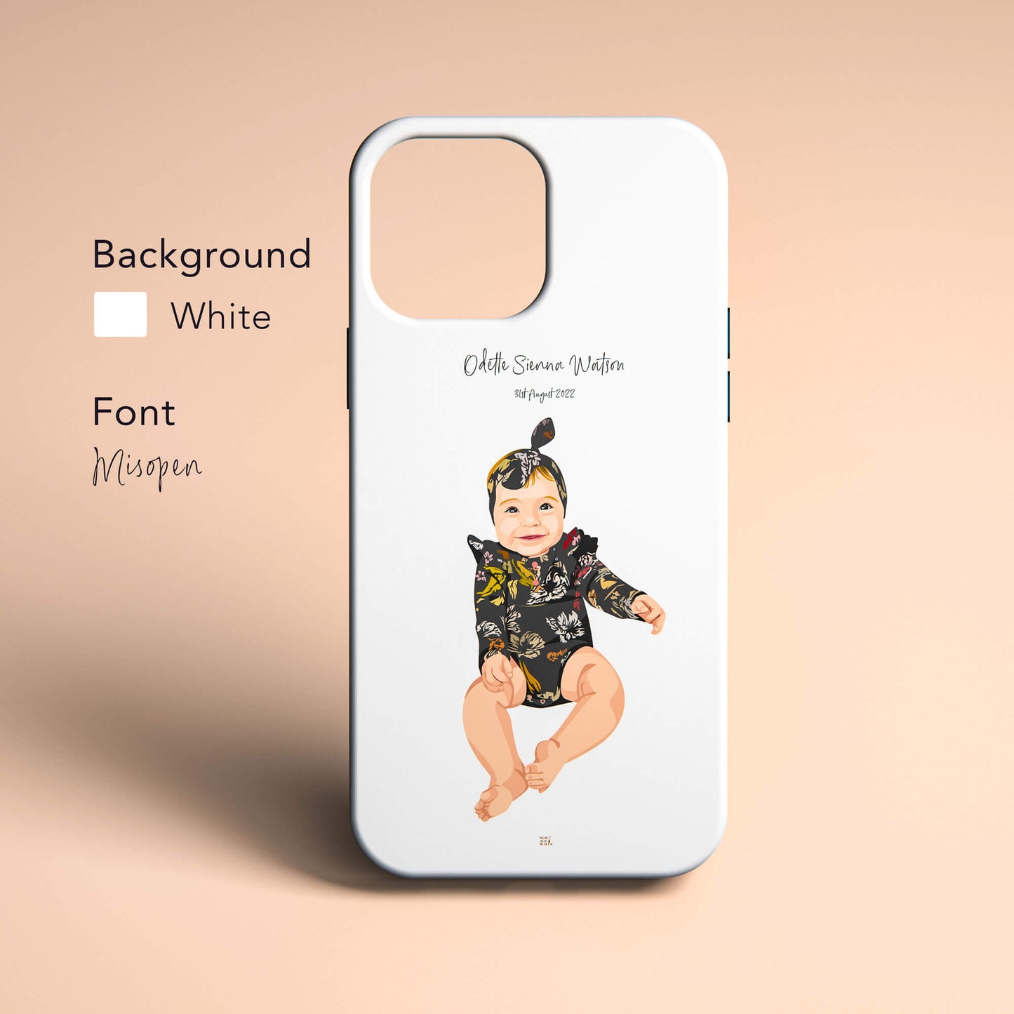 Custom Illustrated Baby Phone Cases in White - Tough Matte Custom Phone Cover