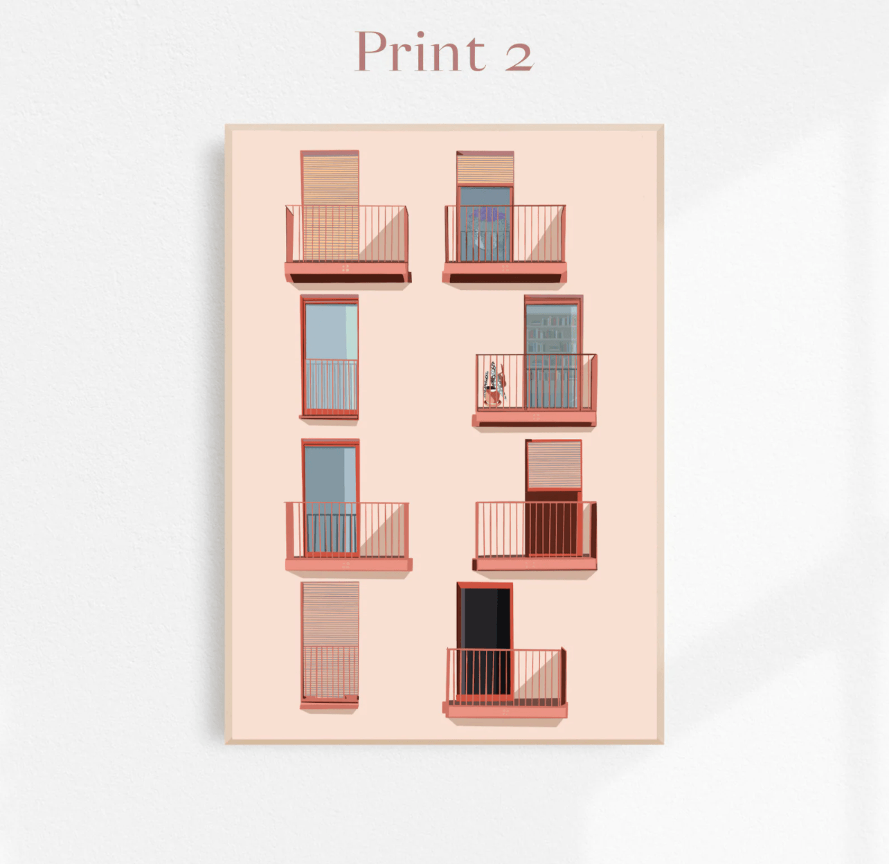 Set of 2 Mid Century Modern Architecture Balcony Print - Architecture Print Set - New Age Walls