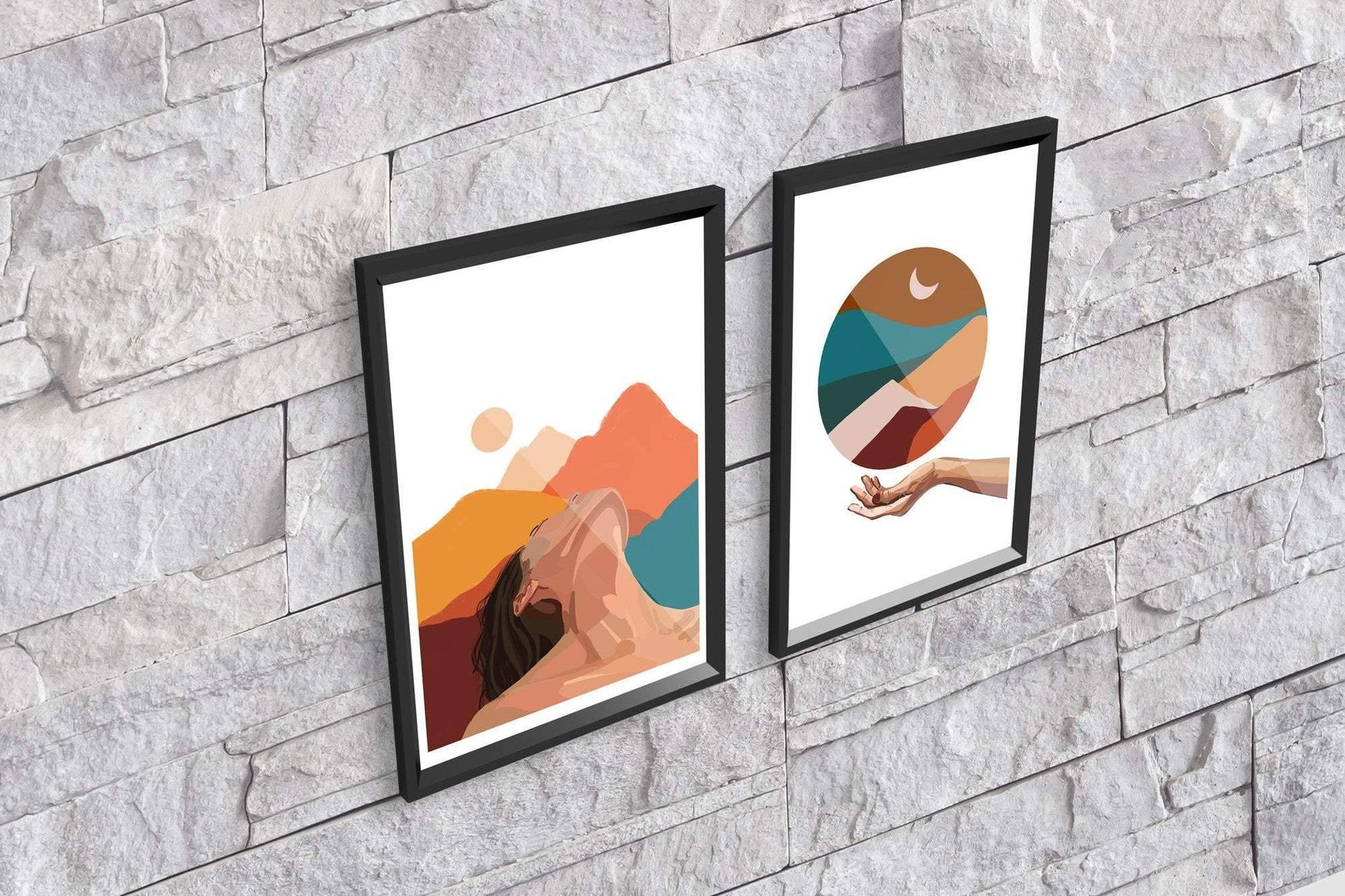 Creator of the world - Females - Abstract Mountain Art Print Set of 3 - New Age Walls